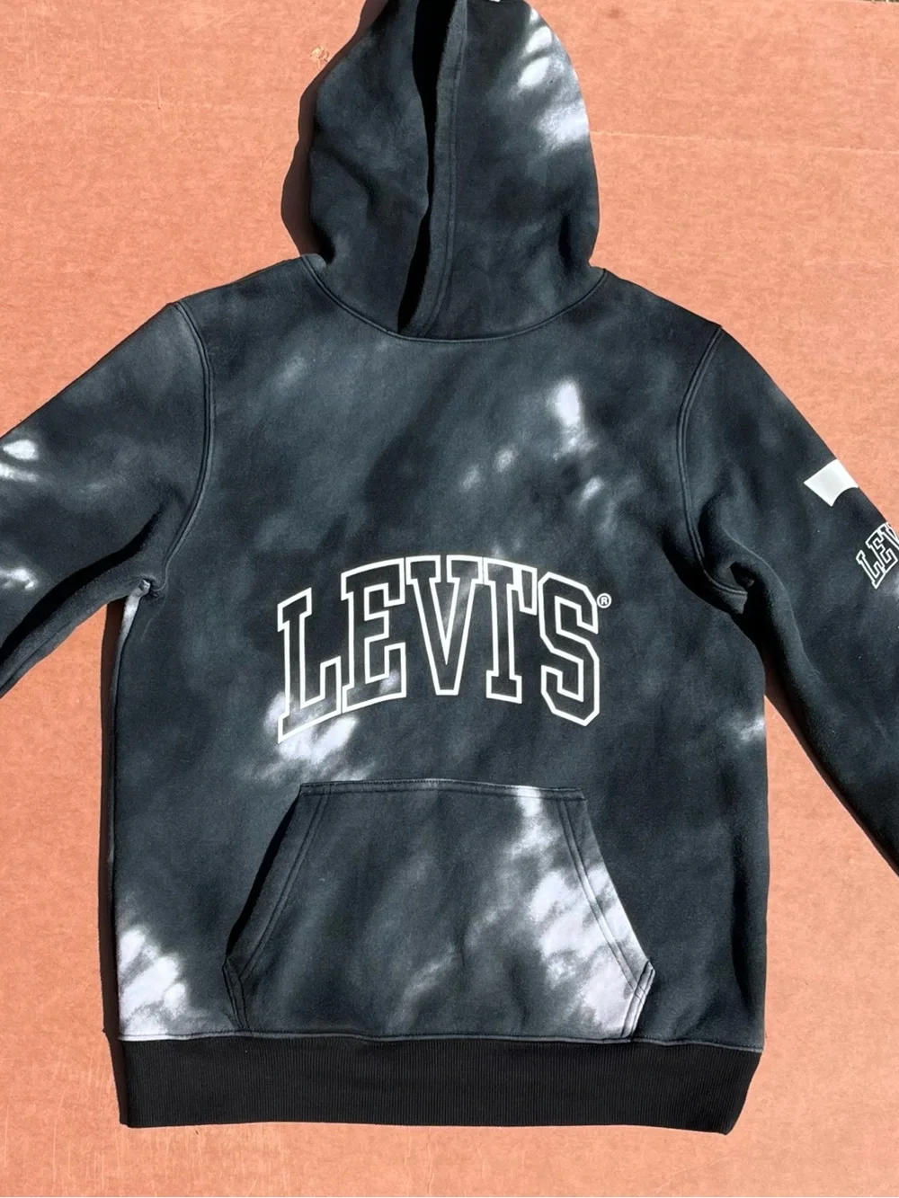 Levi's Black & White Tie-Dye Logo Hoodie Youth XL